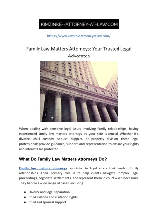 Family Law Matters Attorneys: Your Trusted Legal Advocates