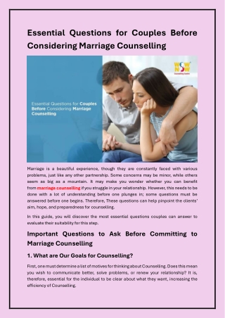 Thinking About Marriage Counselling? Start Here!