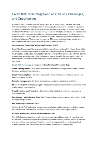 Credit Risk Technology Solutions