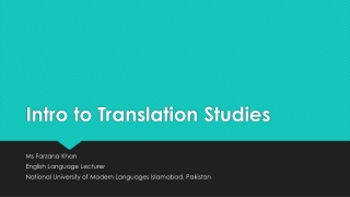 Chapter I Introduction to Translation Studies