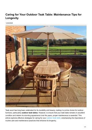 Caring for Your Outdoor Teak Table Maintenance Tips for Longevity