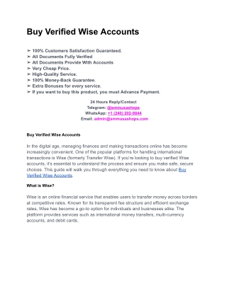 Buy Verified Wise Accounts