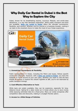 Why Daily Car Rental in Dubai is the Best Way to Explore the City