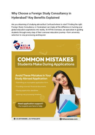 Why Choose a Foreign Study Consultancy in Hyderabad