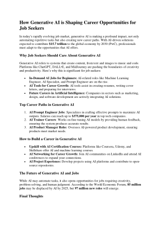 How Generative AI is Shaping Career Opportunities for Job Seekers