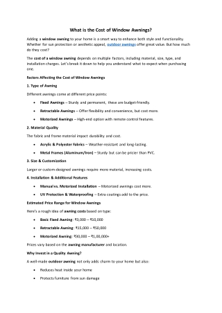 What is the Cost of Window Awnings