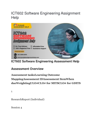 ICT602 Software Engineering Assignment Help