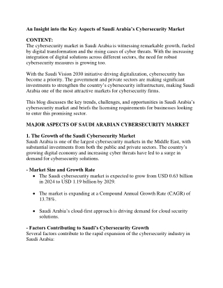 An Insight into the Key Aspects of Saudi Arabia’s Cybersecur