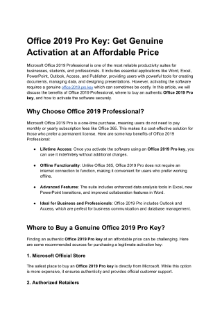 Office 2019 Pro Key_ Get Genuine Activation at an Affordable Price