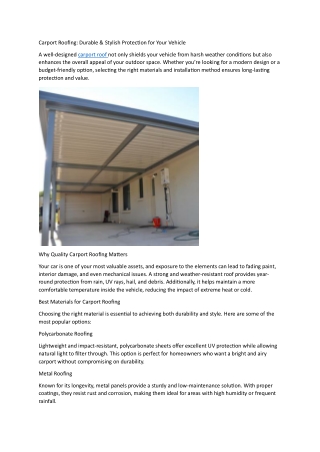 Carport Roofing