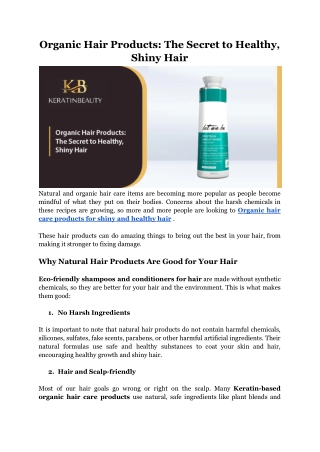 Organic Hair Products: The Secret to Healthy, Shiny Hair