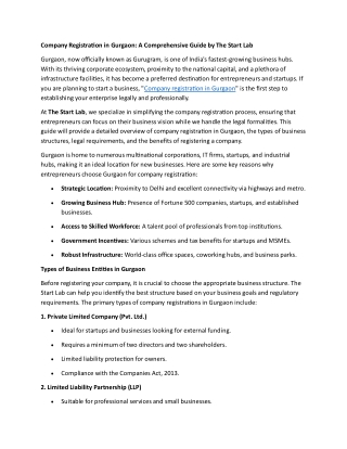 COMPANY REGISTRATION IN GURGAON