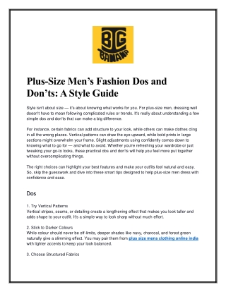 Plus-Size Men’s Fashion Dos and Don’ts