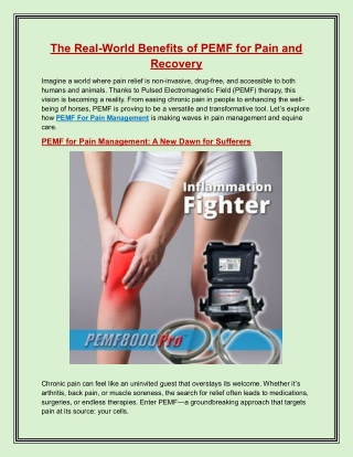 The Real-World Benefits of PEMF for Pain and Recovery