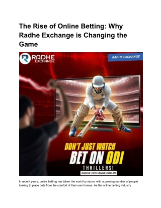The Rise of Online Betting_ Why Radhe Exchange is Changing the Game