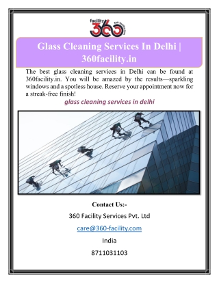 Glass Cleaning Services In Delhi | 360facility.in