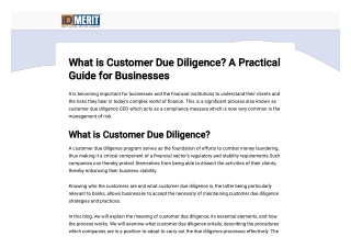 What Is Customer Due Diligence - IDMERIT UK