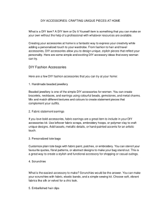 DIY ACCESSORIES CRAFTING UNIQUE PIECES AT HOME