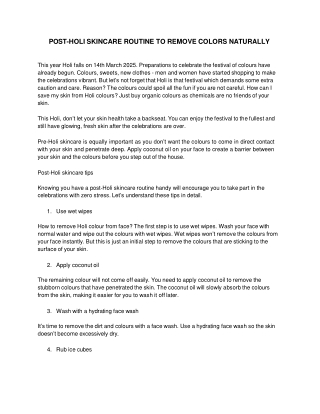 POST-HOLI SKINCARE ROUTINE TO REMOVE COLORS NATURALLY