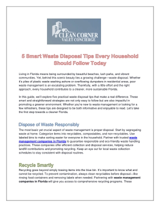 Top Waste Management Companies in Florida | Clean Corner Valet Concierge