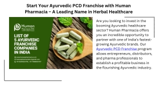Ayurvedic PCD Franchise Company