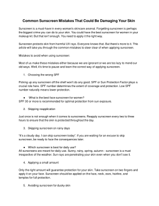 Common Sunscreen Mistakes That Could Be Damaging Your Skin