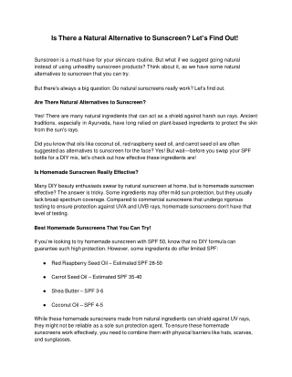 s There a Natural Alternative to Sunscreen? Let’s Find Out!