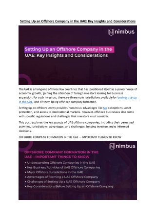 Setting Up an Offshore Company in the UAE - Nimbus