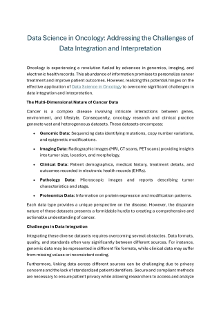 Data Science in Oncology Addressing the Challenges of Data Integration and Interpretation