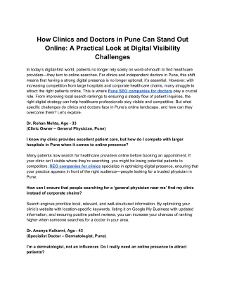 How Clinics and Doctors in Pune Can Stand Out Online  A Practical Look at Digital Visibility Challenges