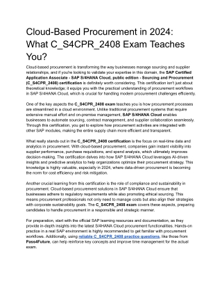 Cloud-Based Procurement in 2024_ What C_S4CPR_2408 Exam Teaches You?
