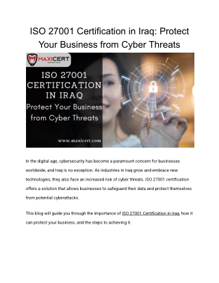 ISO 27001 Certification in Iraq_ Protect Your Business from Cyber Threats