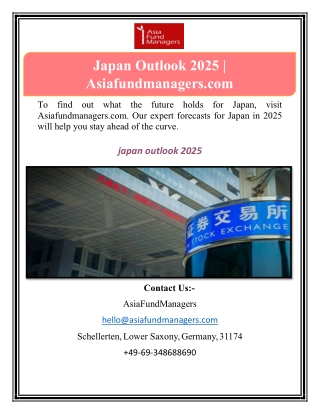 Japan Equity Outlook | Asiafundmanagers.com