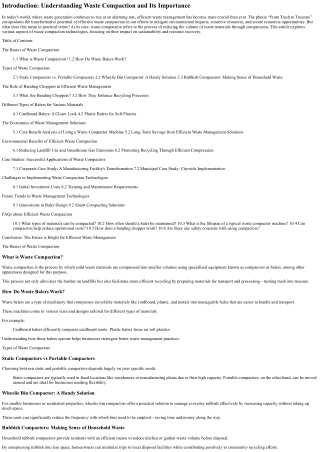 “From Trash to Treasure: The Impact of Efficient Waste Compaction”