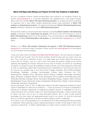 Btech CSE Major Data Mining Live Projects for Final Year Students in Hyderabad