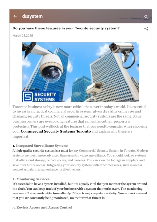 Do you have these features in your Toronto security system