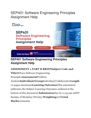 SEP401 Software Engineering Principles Assignment Help
