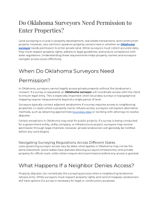 Do Oklahoma Surveyors Need Permission to Enter Properties_
