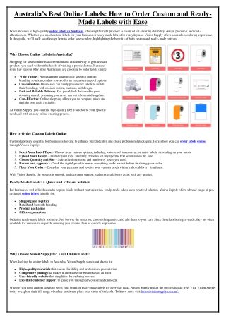 Australia’s Best Online Labels – Order Custom & Ready-Made Labels