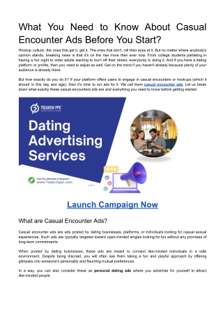 What You Need to Know About Casual Encounter Ads Before You Start?