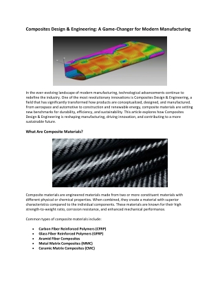 Composites Design & Engineering: A Game-Changer for Modern Manufacturing