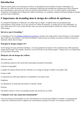 L'importance du branding dans le design des coffrets de spiritueux