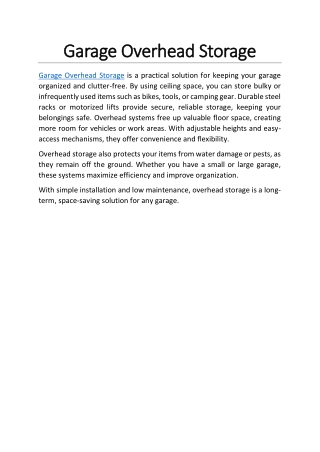 Garage Overhead Storage