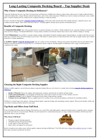 Long-Lasting Composite Decking Board – Top Supplier Deals