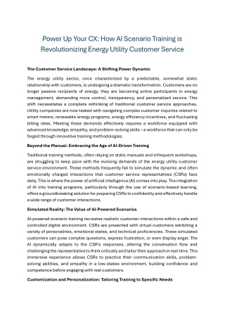 Power Up Your CX How AI Scenario Training is Revolutionizing Energy Utility Customer Service