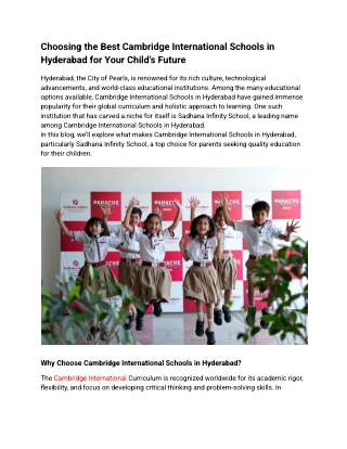 Choosing the Best Cambridge International Schools in Hyderabad for Your Child’s Future
