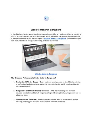 Website Maker in Bangalore