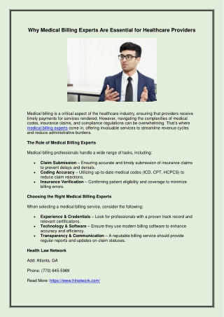 Why Medical Billing Experts Are Essential for Healthcare Providers