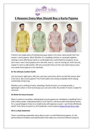 Why Buy Men's Wear Kurta Pajama Now - Glamour Indian Wear