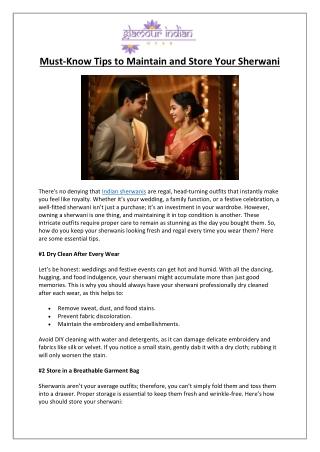 Sherwani Guide Keep Your Outfit Regal - Glamour Indian Wear